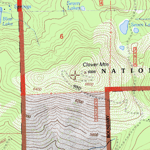 Topographic Map of Clover Mountain, CA