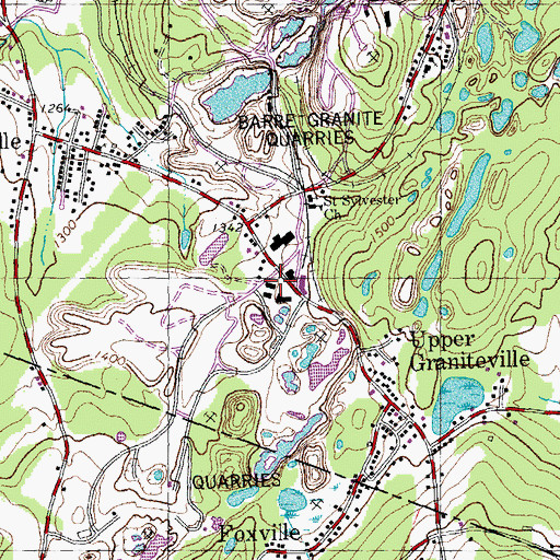 Topographic Map of Graniteville Census Designated Place, VT