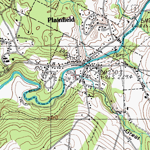 Topographic Map of Plainfield Census Designated Place, VT