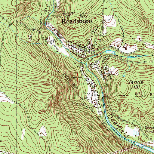 Topographic Map of Readsboro Census Designated Place, VT
