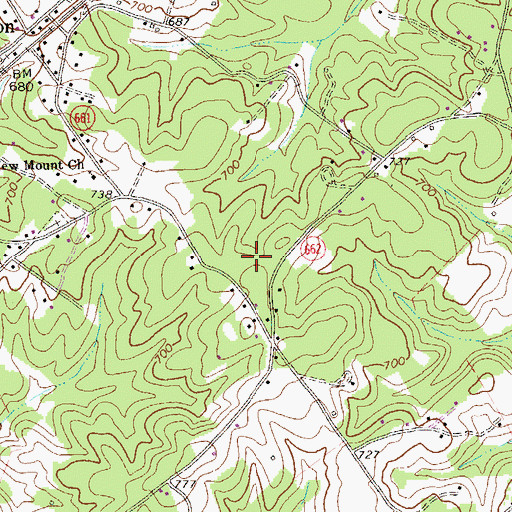 Topographic Map of Arrington Census Designated Place, VA