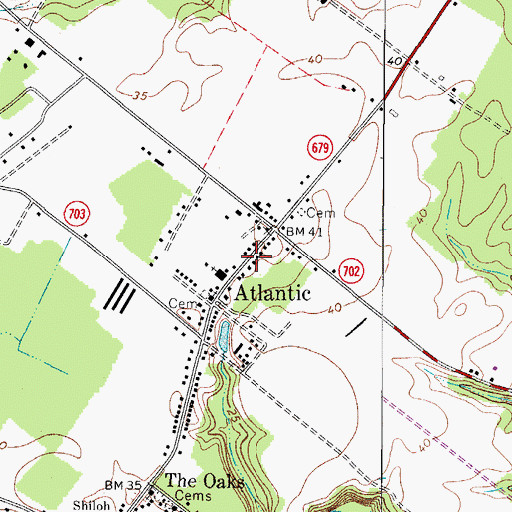 Topographic Map of Atlantic Census Designated Place, VA