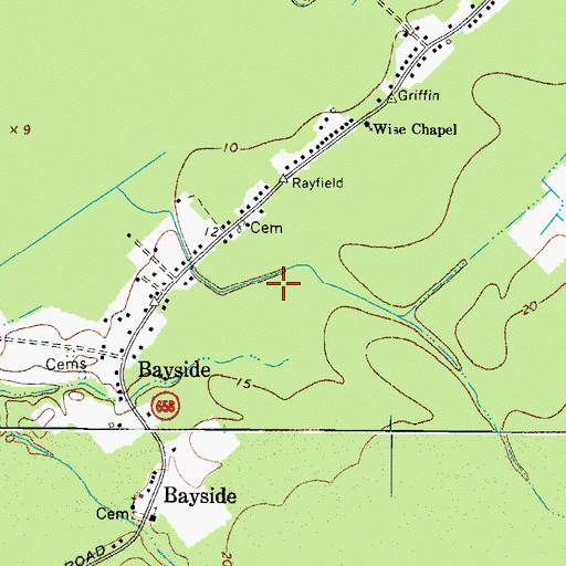 Topographic Map of Bayside Census Designated Place, VA