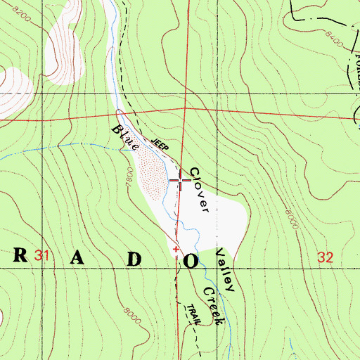 Topographic Map of Clover Valley, CA