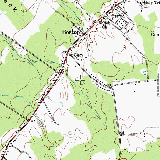 Topographic Map of Boston Census Designated Place, VA