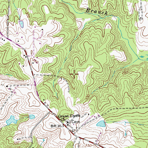 Topographic Map of Bracey Census Designated Place, VA
