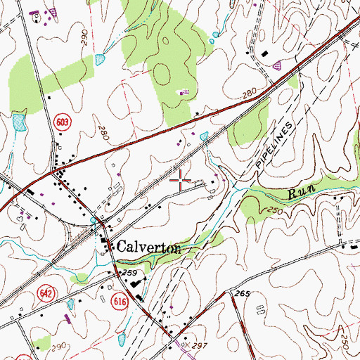 Topographic Map of Calverton Census Designated Place, VA