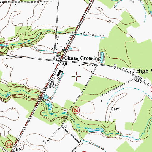 Topographic Map of Chase Crossing Census Designated Place, VA