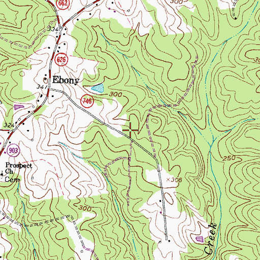 Topographic Map of Ebony Census Designated Place, VA