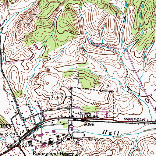 Topographic Map of Emory Census Designated Place, VA