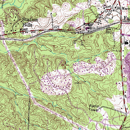 Topographic Map of Fairfax Station Census Designated Place, VA