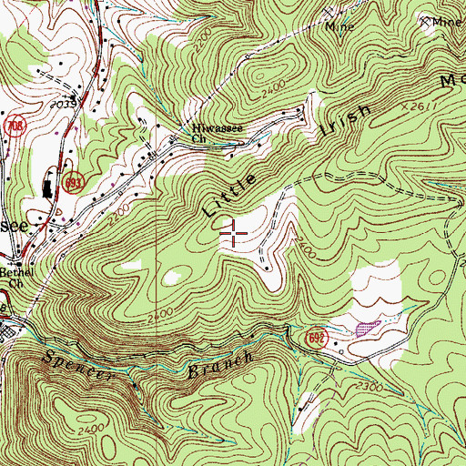 Topographic Map of Hiwassee Census Designated Place, VA