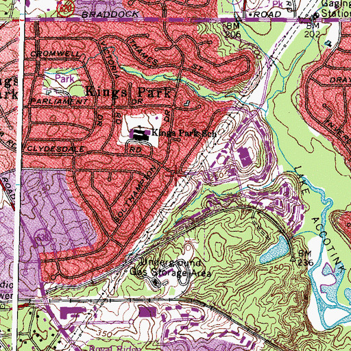 Topographic Map of Kings Park Census Designated Place, VA