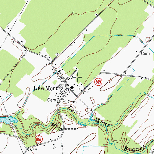 Topographic Map of Lee Mont Census Designated Place, VA