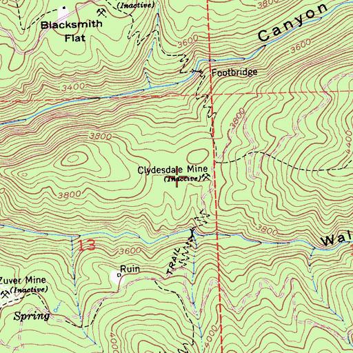 Topographic Map of Clydesdale Mine, CA