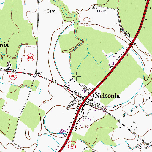 Topographic Map of Nelsonia Census Designated Place, VA
