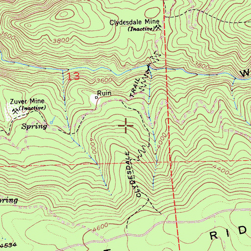 Topographic Map of Clydesdale Trail, CA
