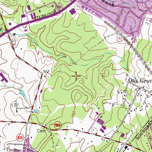 Topographic Map of Oak Grove Census Designated Place, VA