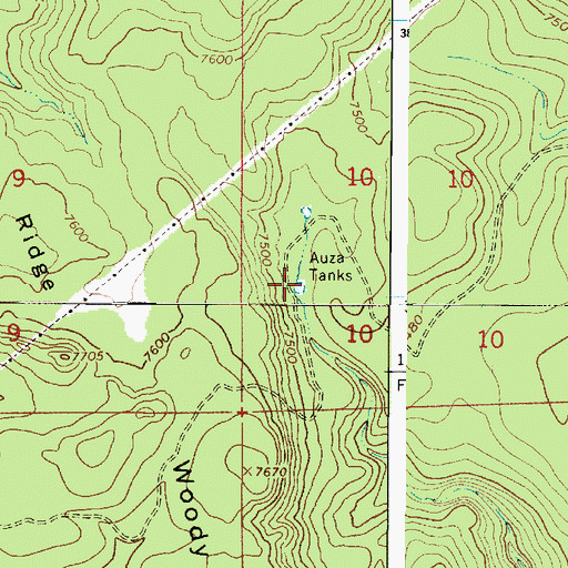 Topographic Map of Auza Tanks, AZ