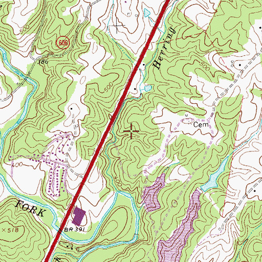 Topographic Map of Piney Mountain Census Designated Place, VA