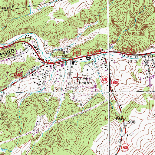 Topographic Map of Plum Creek Census Designated Place, VA