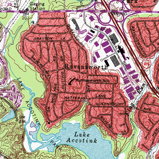 Topographic Map of Ravensworth Census Designated Place, VA