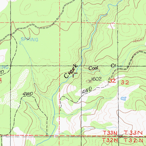 Topographic Map of Coal Creek, CA