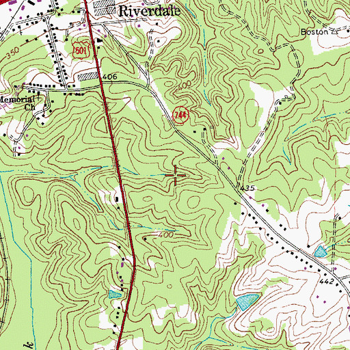 Topographic Map of Riverdale Census Designated Place, VA