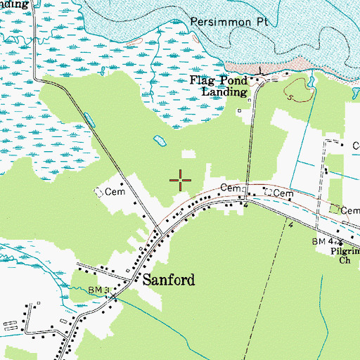 Topographic Map of Sanford Census Designated Place, VA