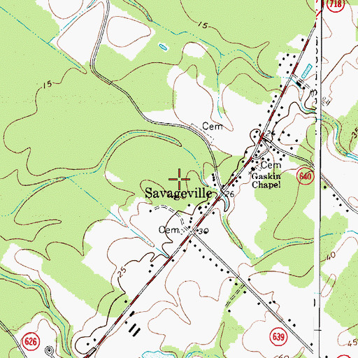 Topographic Map of Savageville Census Designated Place, VA