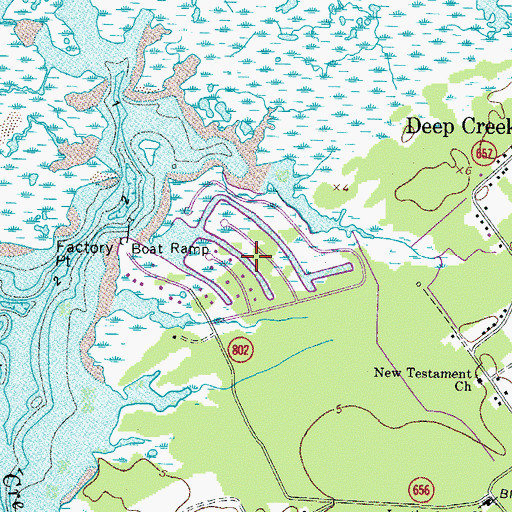 Topographic Map of Schooner Bay Census Designated Place, VA