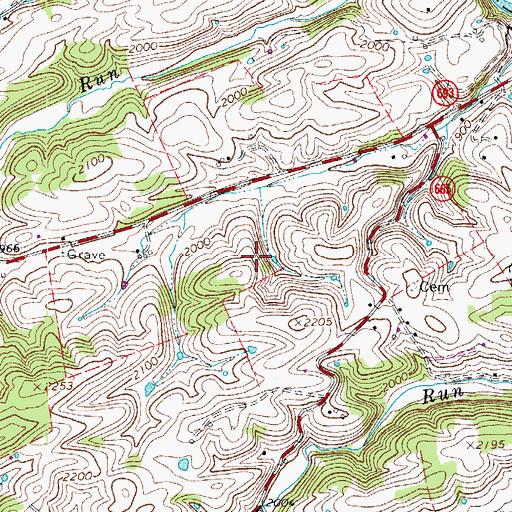 Topographic Map of Snowville Census Designated Place, VA