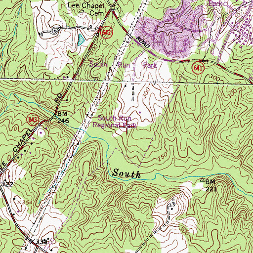 Topographic Map of South Run Census Designated Place, VA