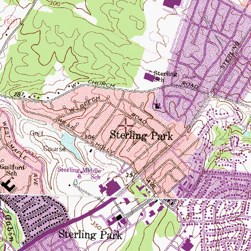 Topographic Map of Sterling Census Designated Place, VA