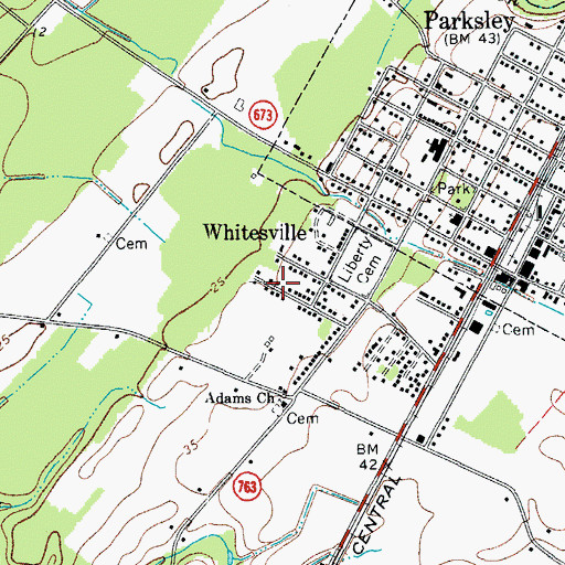 Topographic Map of Whitesville Census Designated Place, VA