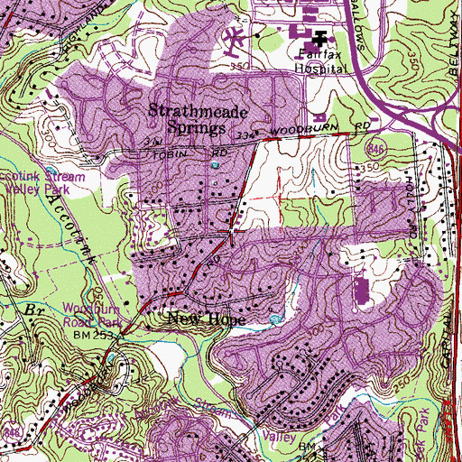 Topographic Map of Woodburn Census Designated Place, VA