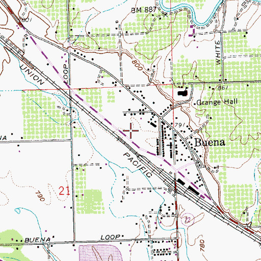 Topographic Map of Buena Census Designated Place, WA