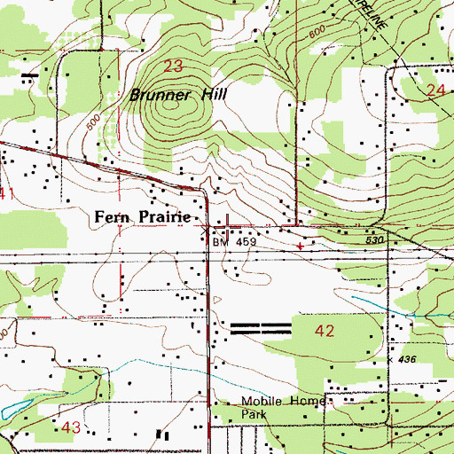 Topographic Map of Fern Prairie Census Designated Place, WA