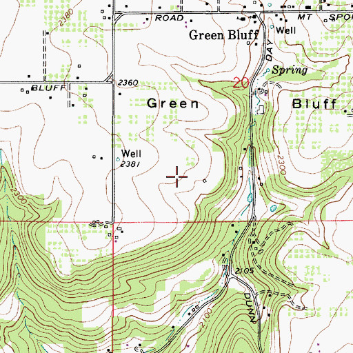 Topographic Map of Green Bluff Census Designated Place, WA