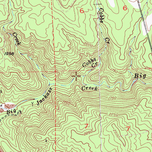 Topographic Map of Cobbs Creek, CA