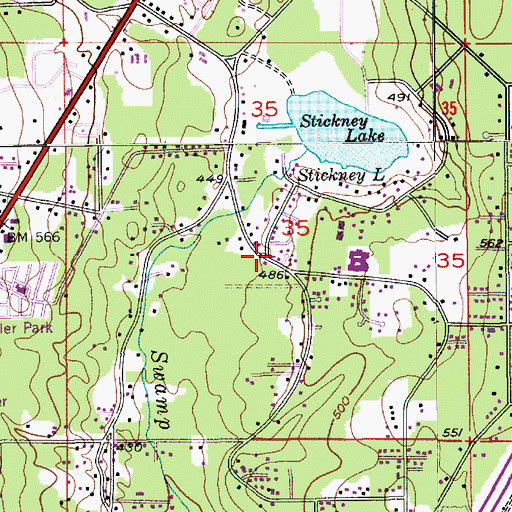 Topographic Map of Lake Stickney Census Designated Place, WA