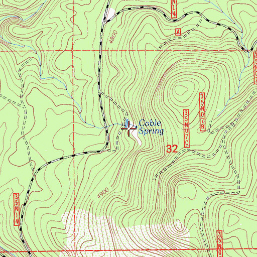 Topographic Map of Coble Spring, CA