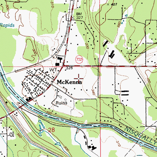 Topographic Map of McKenna Census Designated Place, WA