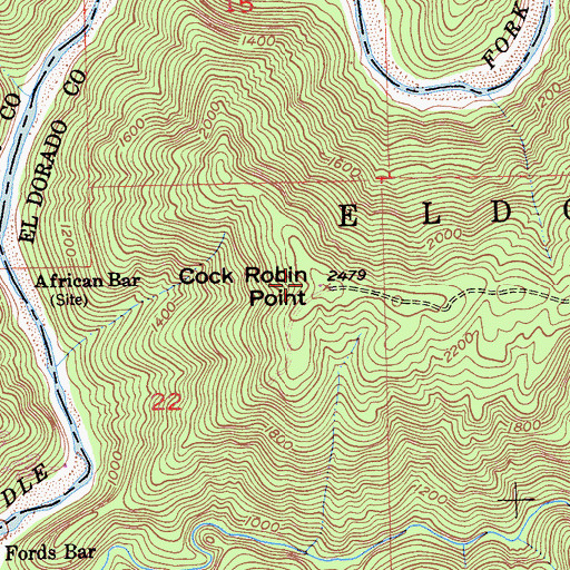 Topographic Map of Cock Robin Point, CA