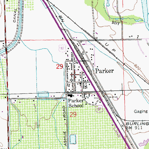 Topographic Map of Parker Census Designated Place, WA