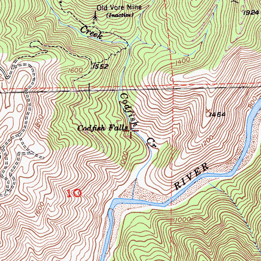 Topographic Map of Codfish Falls, CA