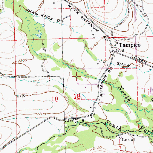 Topographic Map of Tampico Census Designated Place, WA