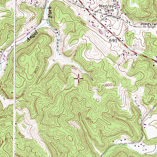 Topographic Map of Upper Falls Census Designated Place, WV