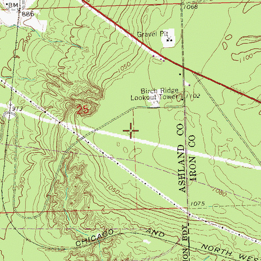 Topographic Map of Birch Hill Census Designated Place, WI