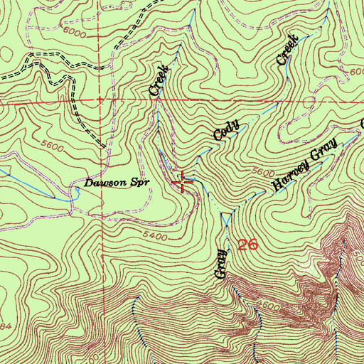 Topographic Map of Cody Creek, CA